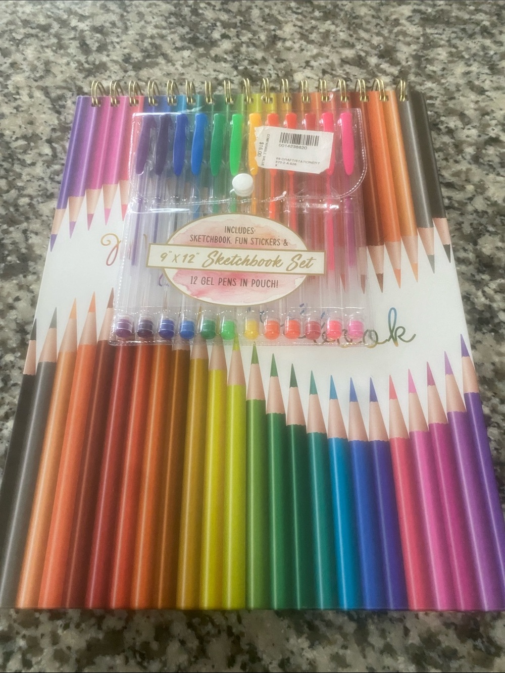 9" x 12" Rainbow Sketchbook Set with 12 Gel Pens - Multicolor